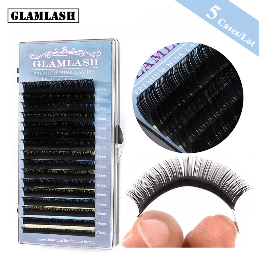 GLAMLASH 5 Cases/Lot 16rows 7  15mm ͽ Ŀ ũ Ӵ Ȯ dlux natural soft false ũ Ӵ cilia makeup cilios/GLAMLASH 5 Cases/Lot 16rows 7  1